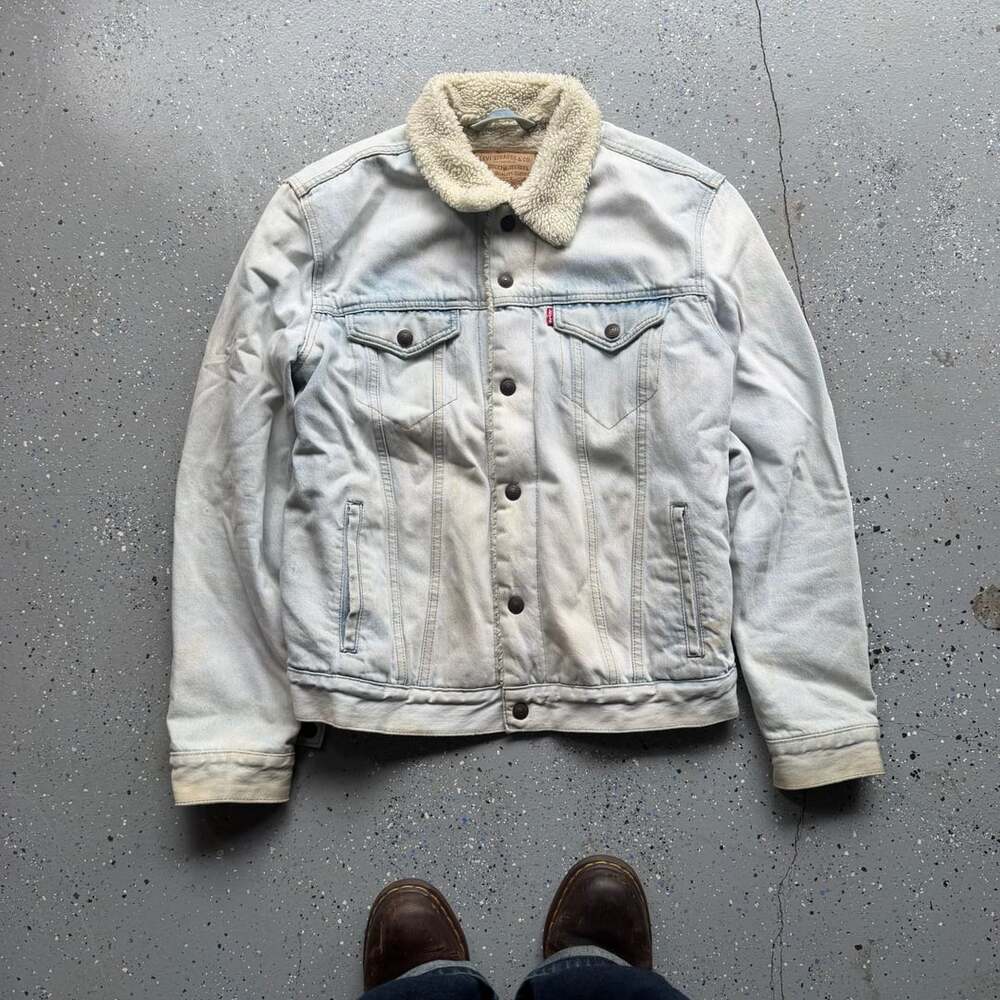 Levi's Type 3 Sherpa Trucker Denim Jean Jacket Snowcrash Lt Wash Nwot sz M
